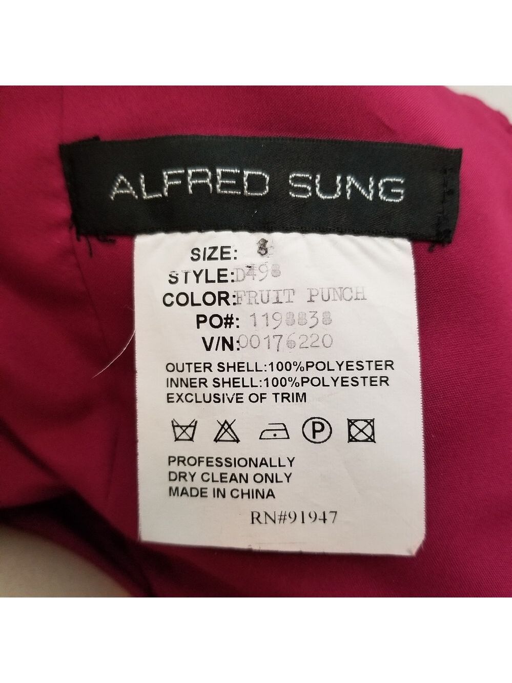 Alfred Sung Fruit Punch Strapless Dress, Size 8 - Picture 10 of 11